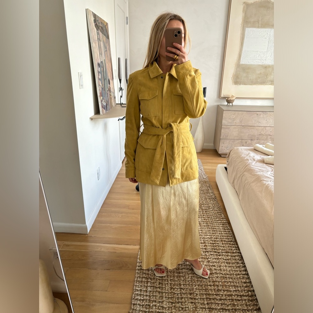 Mango Premium Yellow Suede Jacket Size Small New Without Tags